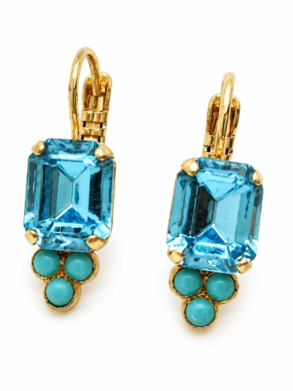 Mariana Aquamarine Blue Swarovski Crystal Turquoise Gold Tone Drop Earrings